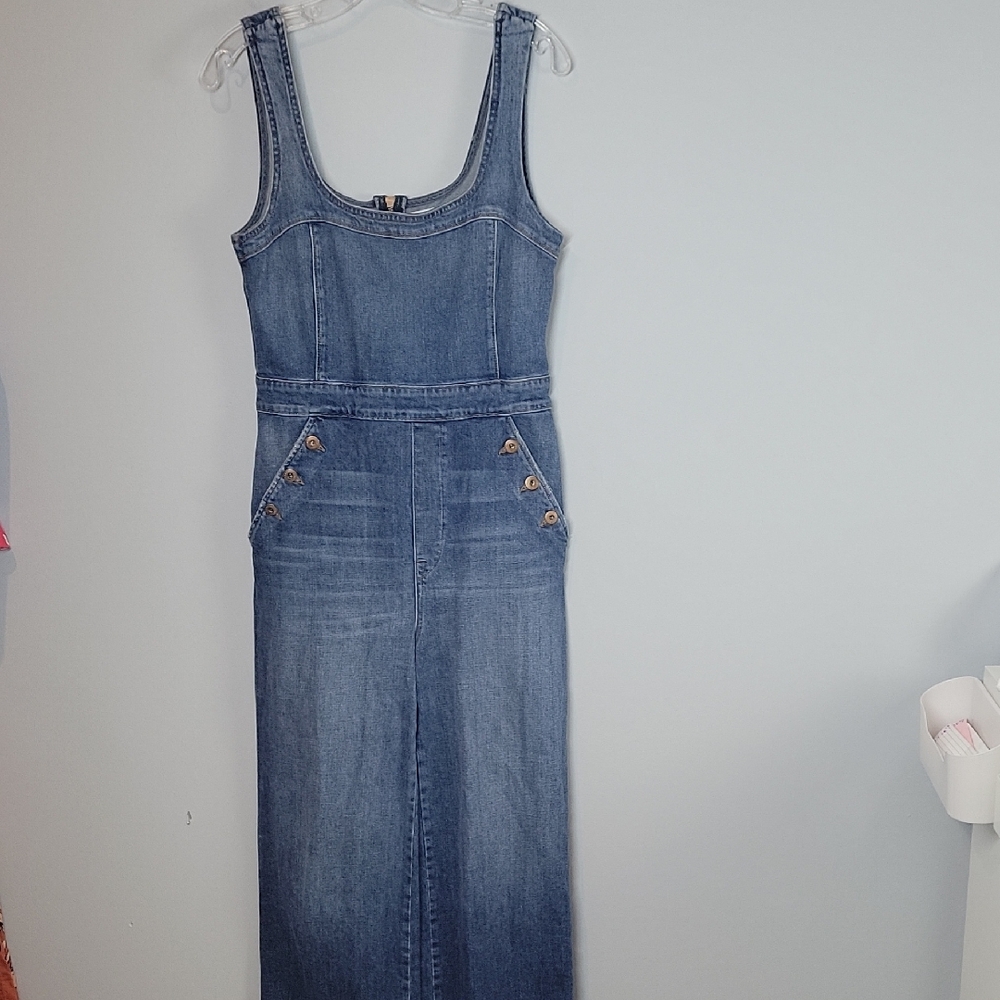 Jonathan Simkhai Blue Denim Overalls with Square Neckline